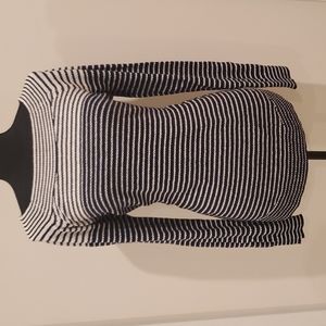 LOFT Women's Sweater, Size: Large, Color: Black and White Stripes